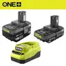 RYOBI ONE 18V Lithium-Ion Starter Kit with 2.0 Ah Battery 4.0 Ah Battery and Charger