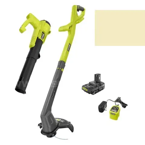 ONE 18V Cordless String Trimmer/Edger and Blower/Sweeper Combo Kit (2-Tools) with 2.0 Ah Battery and Charger