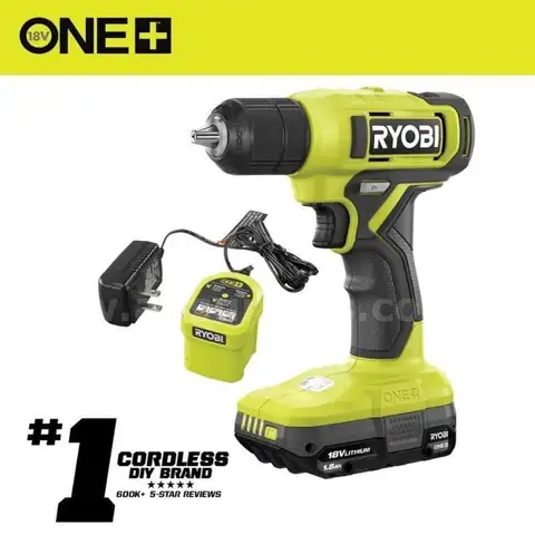 RYOBI ONE 18V Cordless 3/8&#x22; Drill/Driver Kit with 1.5 Ah Battery and Charger