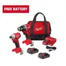M18 18V Lithium-Ion Brushless Cordless Compact Drill/Impact Combo Kit (2-Tool) w/(2) 2.0 Ah Batteries Charger &#x26; Bag