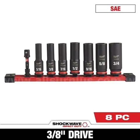 SHOCKWAVE Impact Duty 3/8 in. SAE Deep Impact Rated Socket Set (8-Piece)