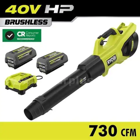 40V HP Brushless Whisper Series 190 MPH 730 CFM Cordless Battery Jet Fan Leaf Blower
