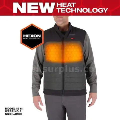 Men&#x27;s 2 X-Large M12 12-Volt Lithium-Ion Cordless Axis Gray Heated Quilted Vest Kit with (1) 2.0 Ah Battery and Charger