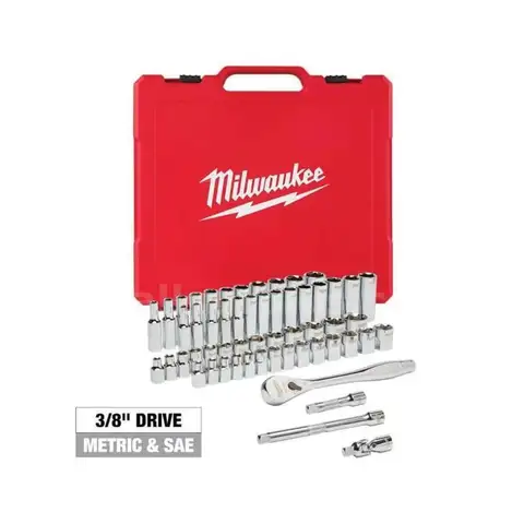 3/8 in. Drive SAE/Metric Ratchet and Socket Mechanics Tool Set (56-Piece)