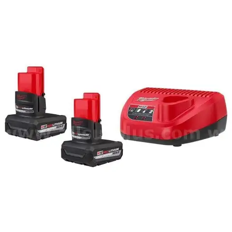 Milwaukee M12 12V Lithium-Ion XC High Output 5.0 Ah Battery Pack Starter Kit with Charger