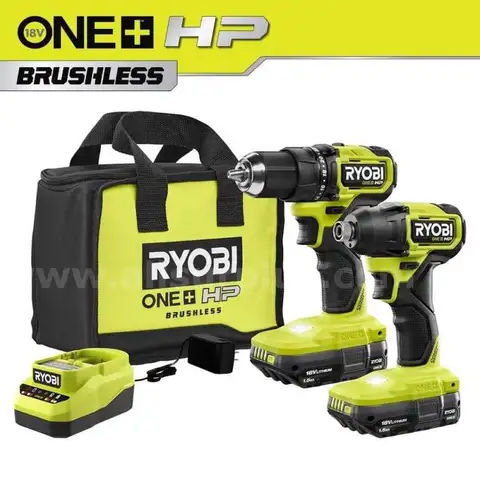 ONE HP 18V Brushless Cordless Compact 1/2 in. Drill and Impact Driver Kit with (2) 1.5 Ah Batteries Charger and Bag