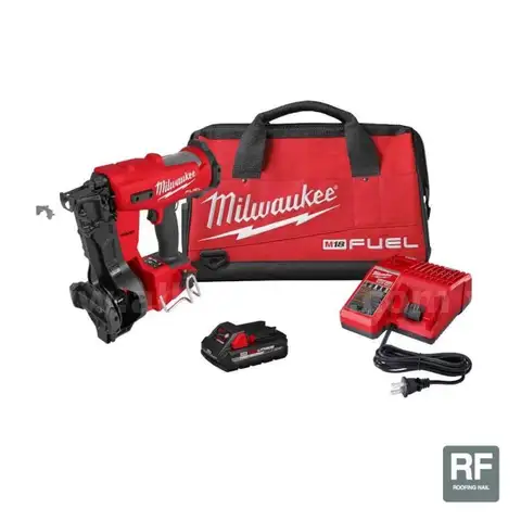 Milwaukee M18 FUEL 18-Volt Lithium-Ion Brushless Cordless Coil Roofing Nailer Combo Kit
