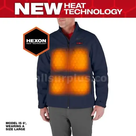 Milwaukee Men&#x27;s X-Large M12 12-Volt Lithium-Ion Cordless Tough Shell Navy Blue Heated Jacket, 3.0 Ah Battery