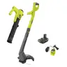 RYOBI ONE 18V Cordless String Trimmer/Edger and Blower/Sweeper Combo Kit, 2.0 Ah Battery