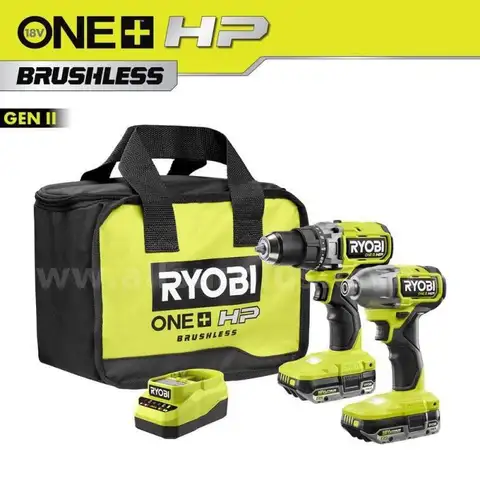 ONE HP 18V Brushless Cordless 2-Tool Combo Kit with (2) 2.0 Ah Batteries Charger and Bag