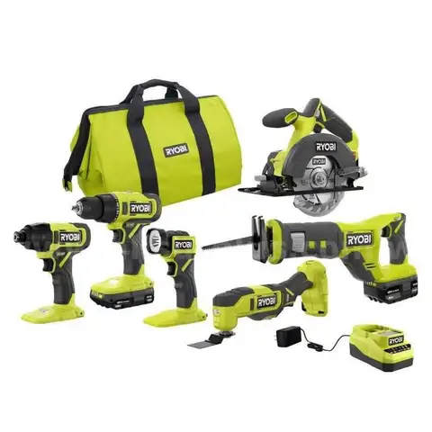 ONE 18V Cordless 6-Tool Combo Kit with 1.5 Ah Battery 4.0 Ah Battery and Charger