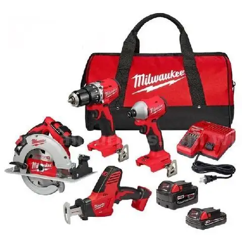 M18 18-Volt Lithium-Ion Brushless Cordless Combo Kit (4-Tool) with 2-Batteries 1-Charger and Tool Bag