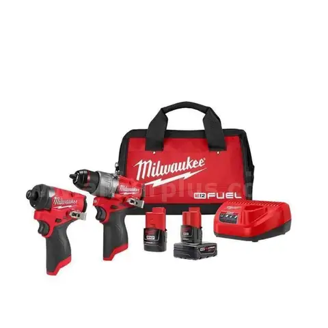 Milwaukee M12 FUEL 12-Volt Lithium-Ion Brushless Cordless Hammer Drill and Impact Driver Combo Kit, 2 Batteries