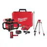 Milwaukee M18 2000&#x27; Red Exterior Rotary Laser Level Kit with Receiver Receiver Clamp Tripod &#x26; Grade Rod