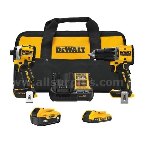 DeWalt ATOMIC 20V MAX Lithium-Ion Cordless 2-Tool Combo Kit, 5.0 Ah and 2.0 Ah Batteries Charger and Kit Bag