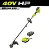RYOBI 40V HP Brushless 16&#x22; Cordless Carbon Fiber Shaft Attachment Capable String Trimmer, 4.0 Ah Battery