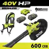 40V HP Brushless 100 MPH 600 CFM Cordless Leaf Blower/Mulcher/Vacuum