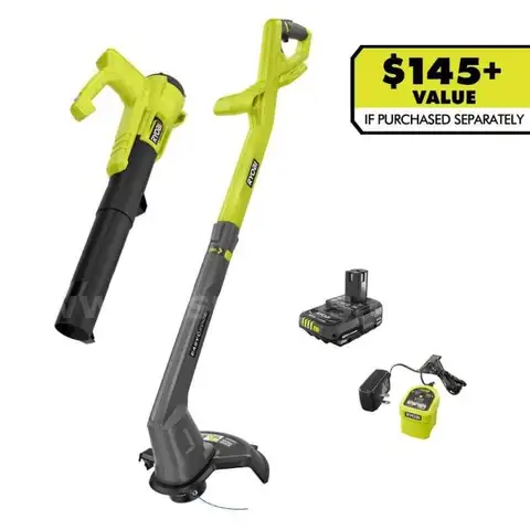 ONE 18V Cordless String Trimmer/Edger and Blower/Sweeper Combo Kit