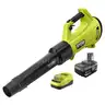 RYOBI ONE HP 18V Brushless Whisper Series 130 MPH 450 CFM Cordless Battery Leaf Blower, 4.0Ah Battery