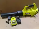 RYOBI ONE HP 18V Brushless Whisper Series 130 MPH 450 CFM Cordless Battery Leaf Blower, 4.0Ah Battery