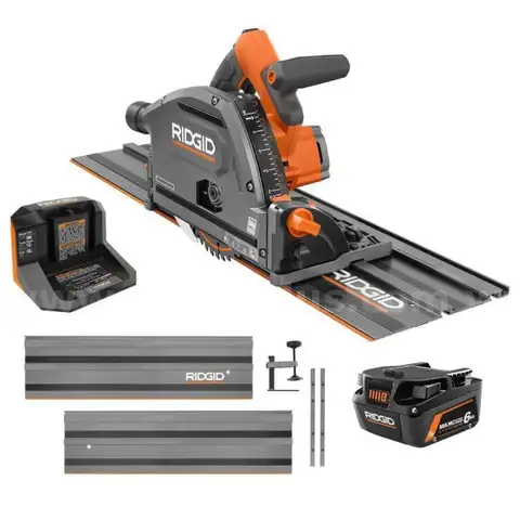 RIDGID 18V Brushless Cordless Track Saw Kit with 6.0 Ah Max Output Battery and Charger