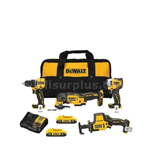 DeWalt ATOMIC 20-Volt Lithium-Ion Cordless Brushless Combo Kit (4-Tool), 2.0Ah Batteries Charger and Bag