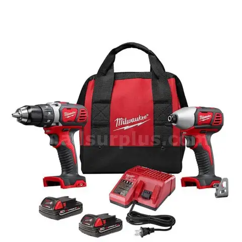 Milwaukee M18 18V Lithium-Ion Cordless Drill Driver/Impact Driver Combo Kit, 1.5Ah Batteries