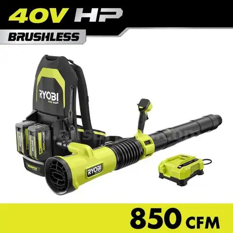 RYOBI 40V HP Brushless Whisper Series 180 MPH 850 CFM Cordless Battery Backpack Leaf Blower, 8.0Ah Battery