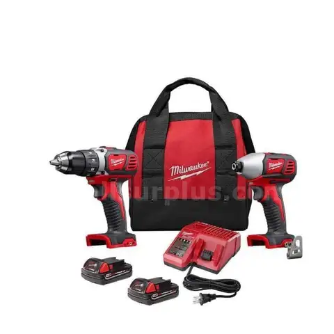 Milwaukee M18 18V Lithium-Ion Cordless Drill Driver/Impact Driver Combo Kit, 1.5Ah Batteries