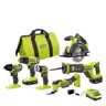 RYOBI ONE 18V Cordless 6-Tool Combo Kit, 1.5 Ah Battery 4.0 Ah Battery and Charger