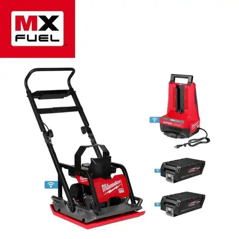 Milwaukee MX FUEL Lithium-Ion 20" Plate Compactor Kit, FORGE HD12.0 Batteries and (1) MX FUEL Super Charger