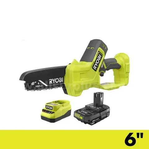 RYOBI ONE+ 18V 6" Cordless Battery Compact Pruning Mini Chainsaw with 2.0 Ah Battery and Charger