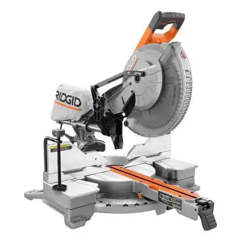 RIDGID 15 Amp Corded 12" Dual Bevel Sliding Miter Saw, 70 Deg. Miter Capacity and LED Cut Line Indicator