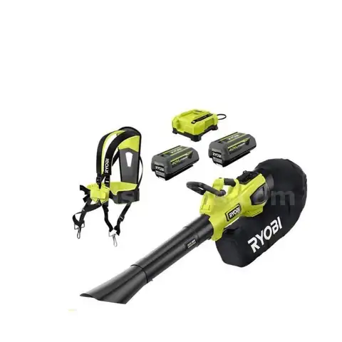 RYOBI 40V HP Brushless 100 MPH 600 CFM Cordless Leaf Blower/Mulcher/Vacuum, 4.0 Ah Batteries/Charger