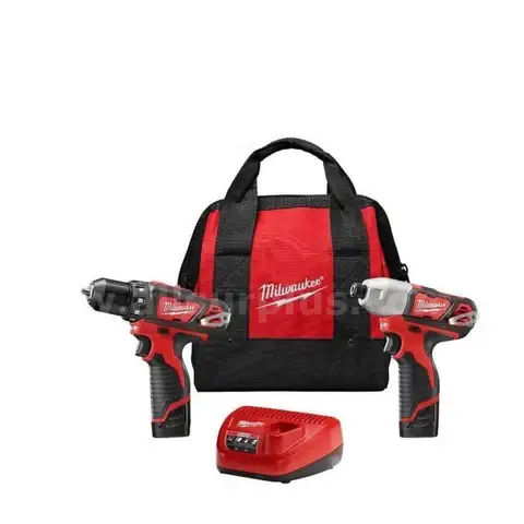 Milwaukee M12 12V Lithium-Ion Cordless Drill Driver/Impact Driver Combo Kit, 1.5Ah Batteries, Charger, Bag