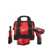 M12 12V Lithium-Ion Cordless 3/8 in. Ratchet and Screwdriver Combo Kit (2-Tool) with Battery Charger Tool Bag