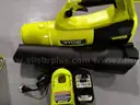 RYOBI ONE HP 18V Brushless Whisper Series 130 MPH 510 CFM Cordless Battery Leaf Blower 6.0Ah Battery / Charger
