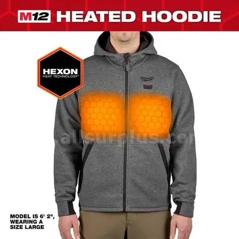 Milwaukee Men's 2XL M12 12-Volt Lithium-Ion Cordless Gray Heated Jacket Hoodie Kit