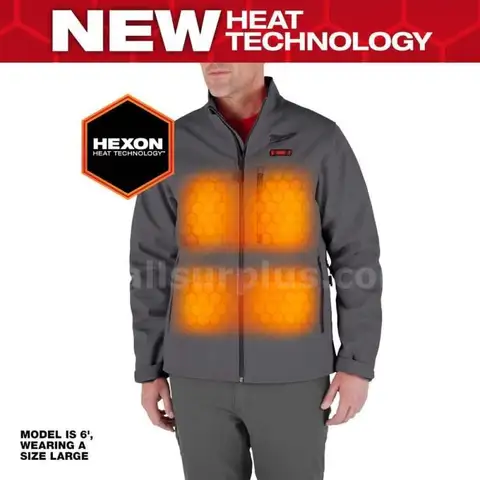 Milwaukee Men's Large M12 12-Volt Lithium-Ion Cordless Tough Shell Gray Heated Jacket Kit, 3.0Ah Battery / Charger