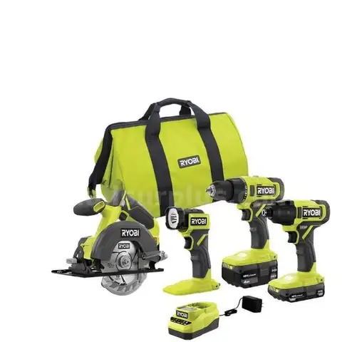 ONE 18V Cordless 4-Tool Combo Kit with 1.5 Ah Battery 4.0 Ah Battery and Charger