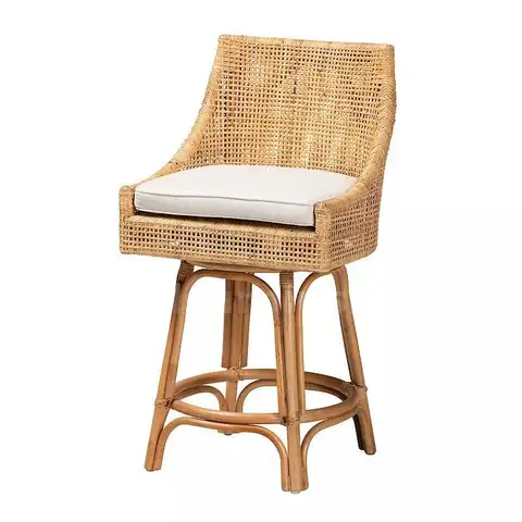 Onsite, Buy Now-Bella 39.4 in. Natural Rattan Frame Counter Height Bar Stool-Non Refundable
