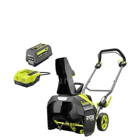 RYOBI 40V HP Brushless 18" Single-Stage Cordless Electric Auger Propelled Snow Blower, 8.0Ah Battery / Charger