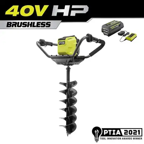 40V HP Brushless Cordless Earth Auger Powerhead with 8 in. Bit with 4.0 Ah Battery and Charger