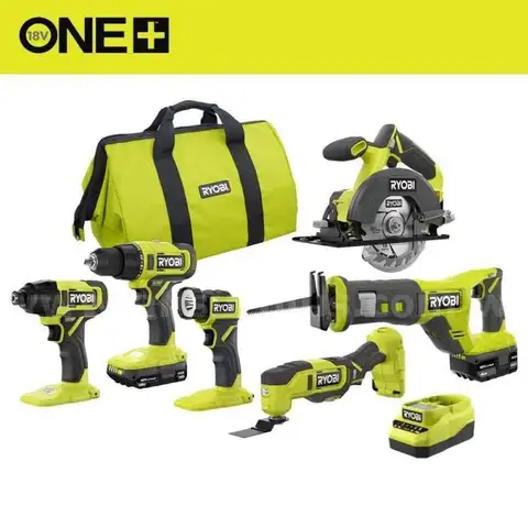 ONE 18V Cordless 6-Tool Combo Kit with 1.5 Ah Battery 4.0 Ah Battery and Charger