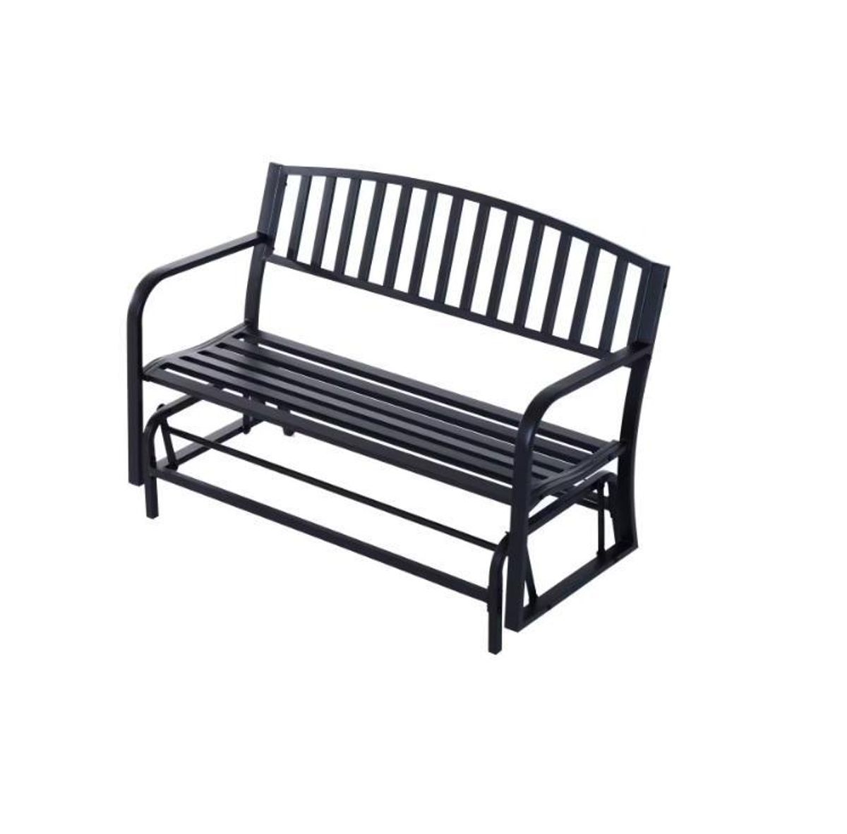 outsunny-50-in-black-swing-outdoor-patio-metal-glider-bench-chair-with