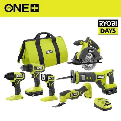 ONE 18V Cordless 6-Tool Combo Kit with 1.5 Ah Battery 4.0 Ah Battery and Charger