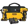 DeWalt 20V MAX Cordless Drill/Impact 2 Tool Combo Kit with (2) 20V 1.3Ah Batteries Charger and Bag