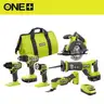 RYOBI ONE 18V Cordless 6-Tool Combo Kit with 1.5 Ah Battery 4.0 Ah Battery and Charger