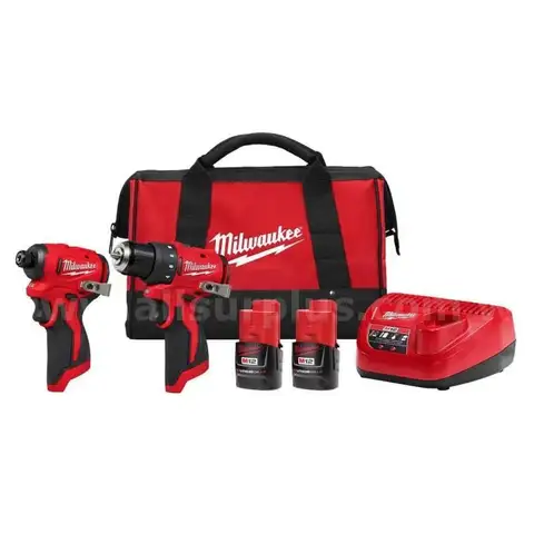 Milwaukee, M12 12-Volt Lithium-Ion Brushless Cordless Subcompact Drill and Impact Driver Combo Kit
