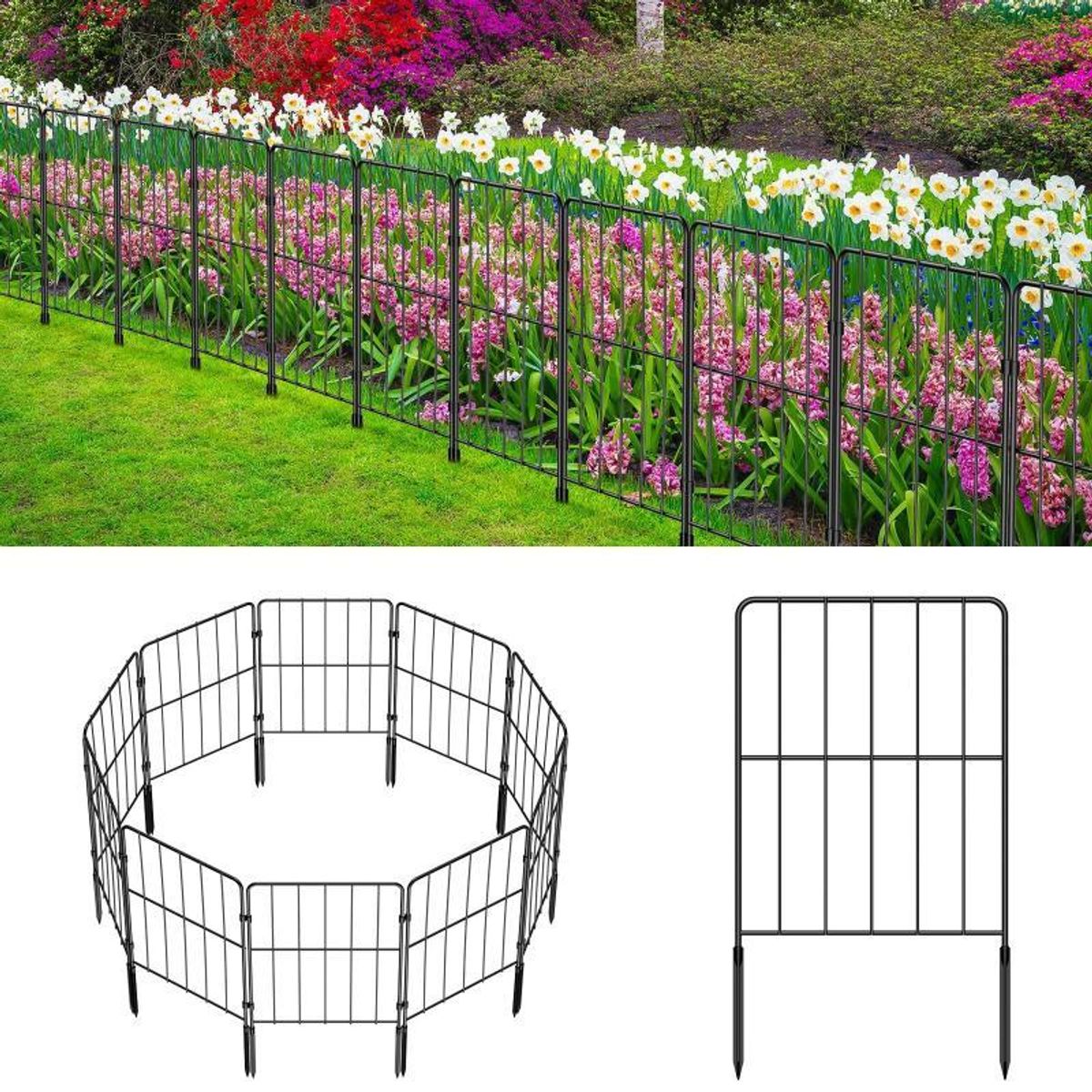 Ousheng Decorative Garden Fence Fencing 10 Panels 10ft L X 24in H